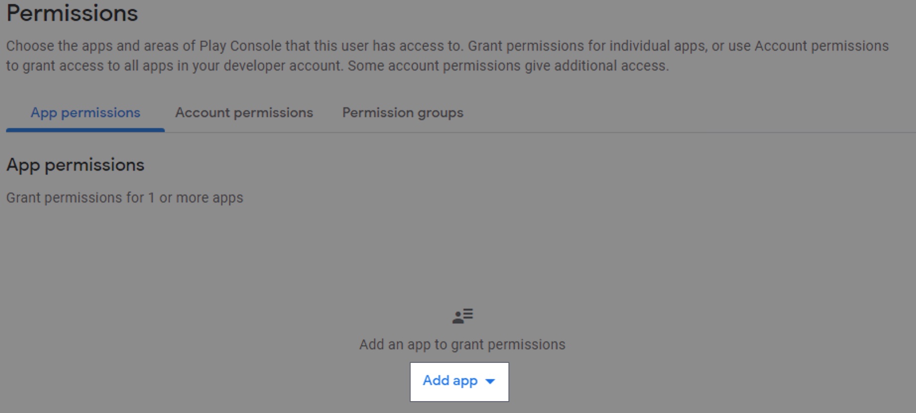 This is the guide screenshot on how to grant service accounts access to specific apps