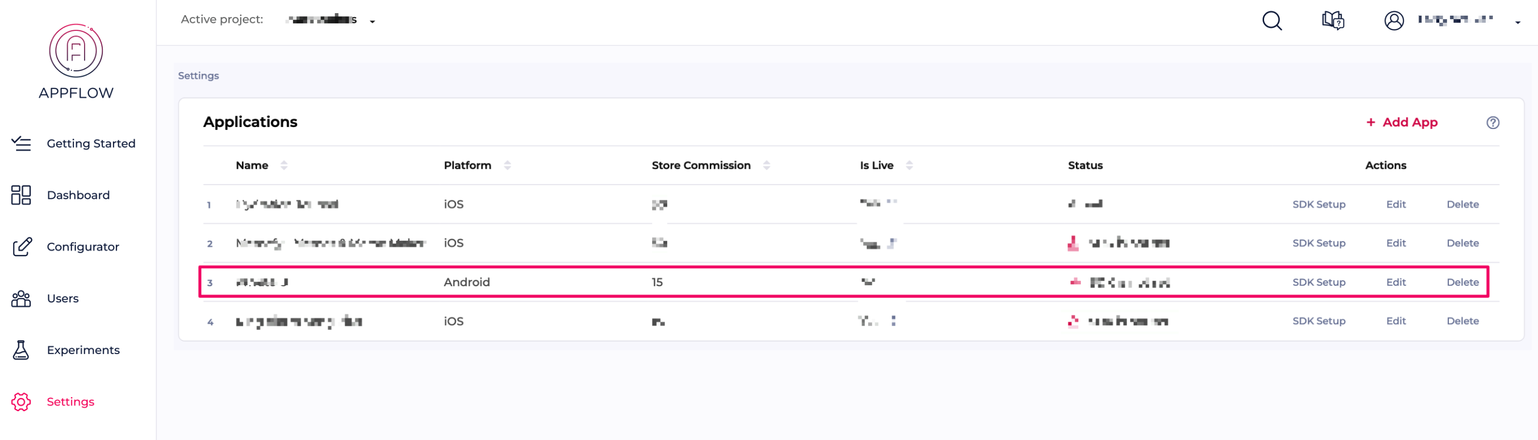 This is the instruction screenshot on how to edit an app in Appflow.ai