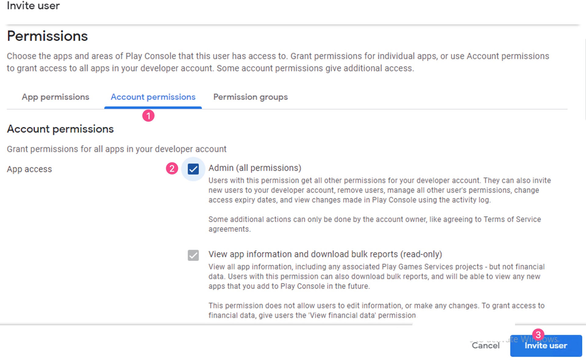 This is a guide on how to grant account permission for service account