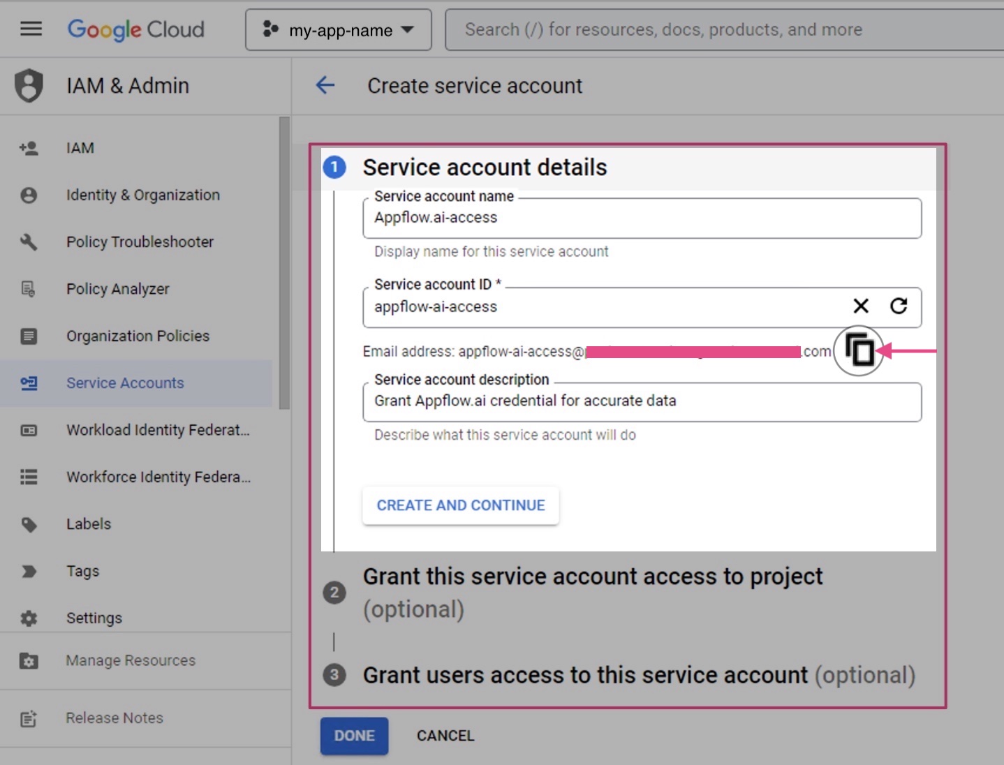 Instruction screenshot for filling out store account information